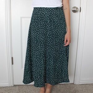 Polka Dot Midi Skirt - Green